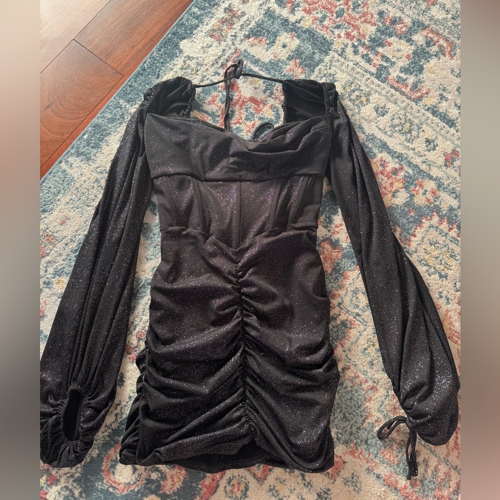 black long sleeve mini dress